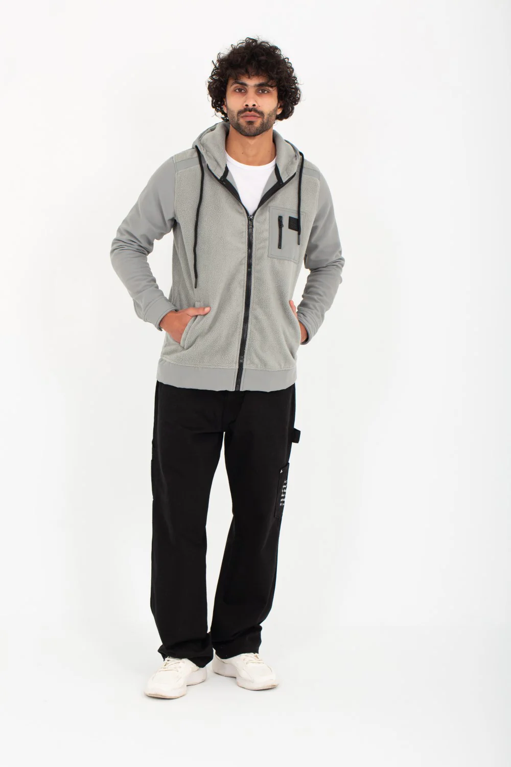 Men's Hooded Full Zipper Basic With Front & Side Pockets Padded Sweatshirt - Image 10
