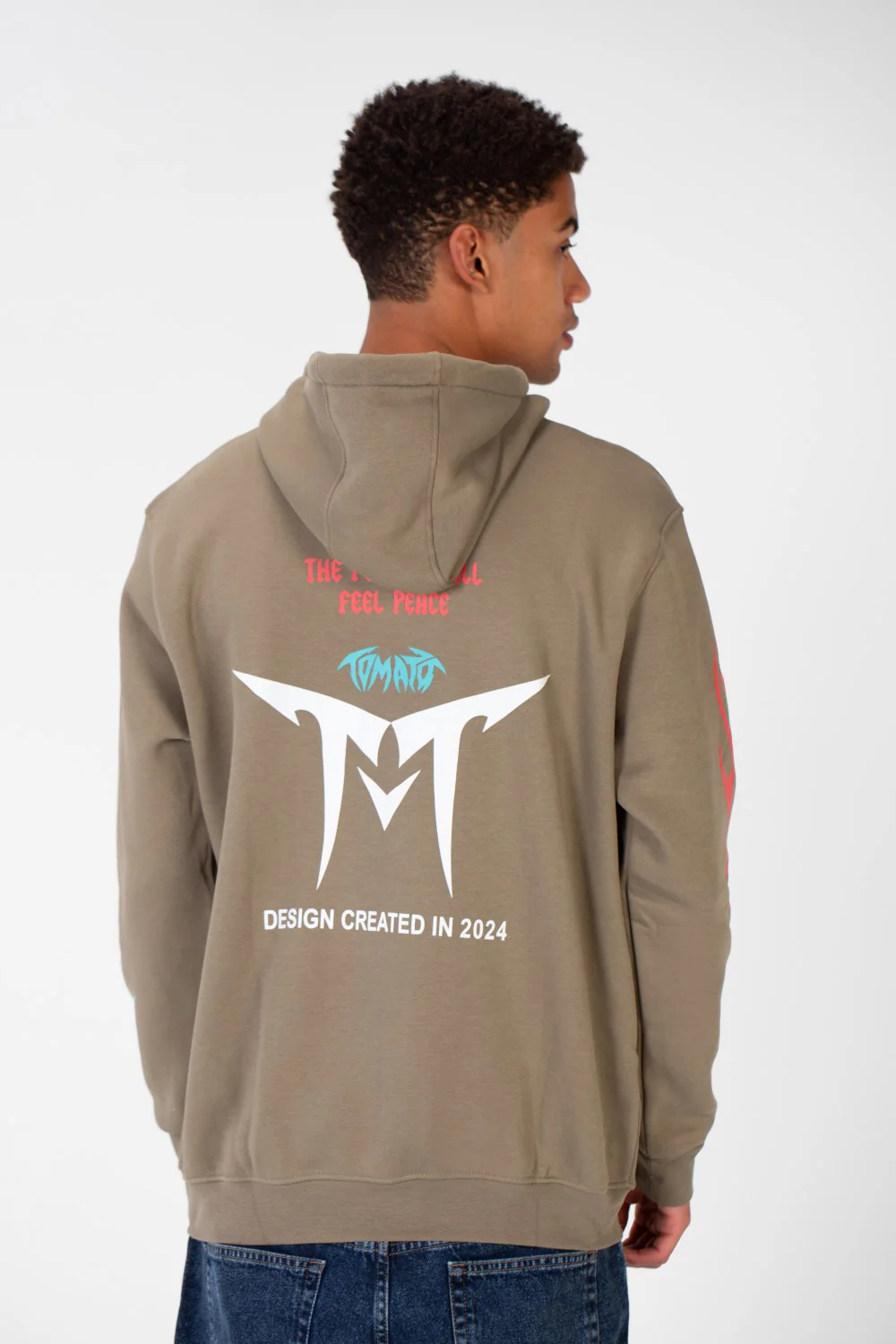 Men's Hooded Sweatshirt With A Melton Material Printed On The Front And Back - Image 2