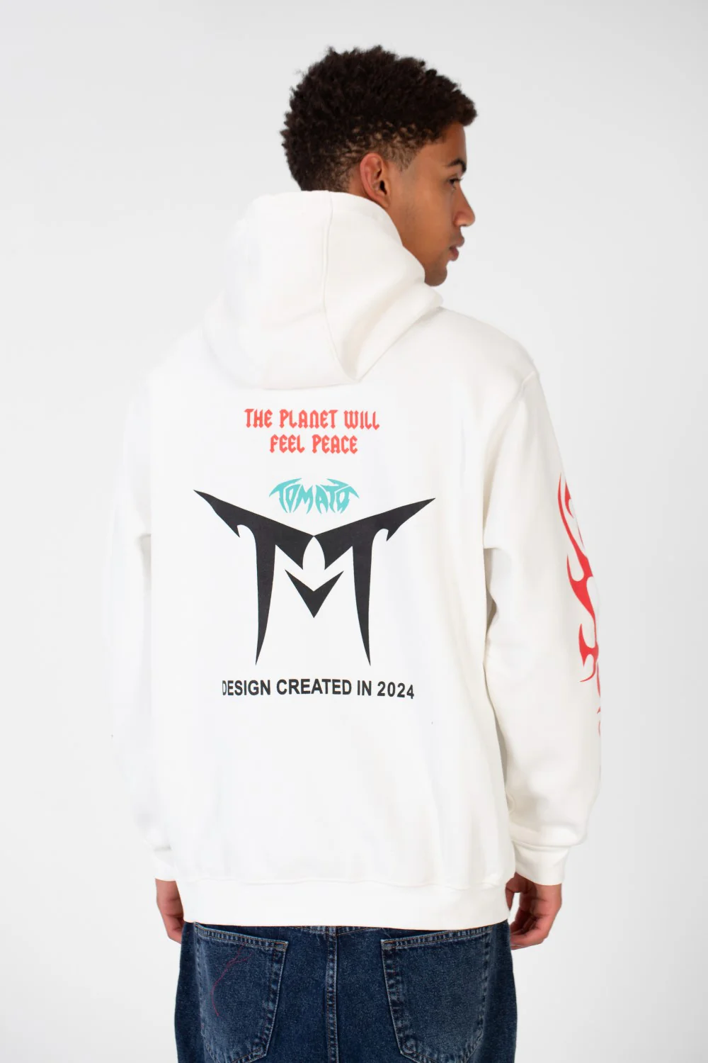 Men's Hooded Sweatshirt With A Melton Material Printed On The Front And Back - Image 5