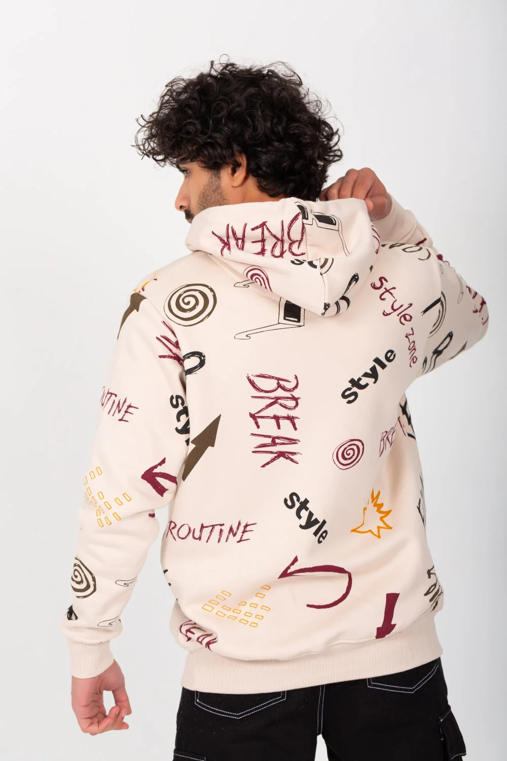 Men's Hoodie Padded With Unqiue Modern Pattern Hooded Sweatshirt - Image 2