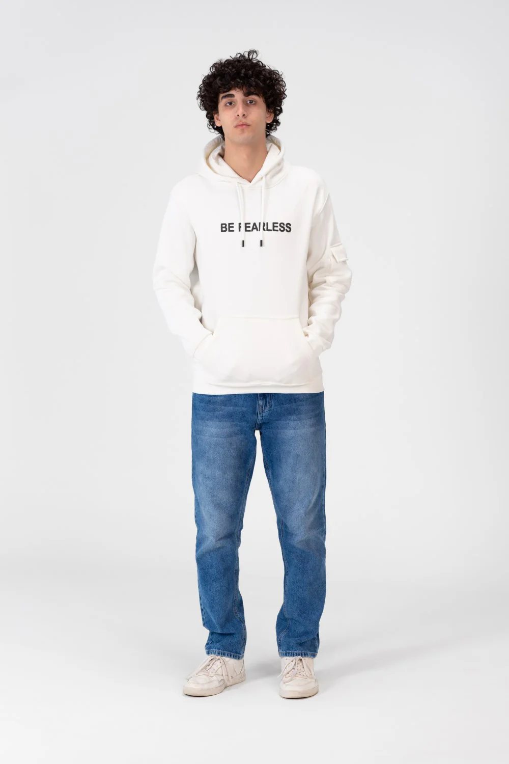 Men's Hoodie Sweatshirt Made Of Milton Material With A Text Print On The Front - Image 10