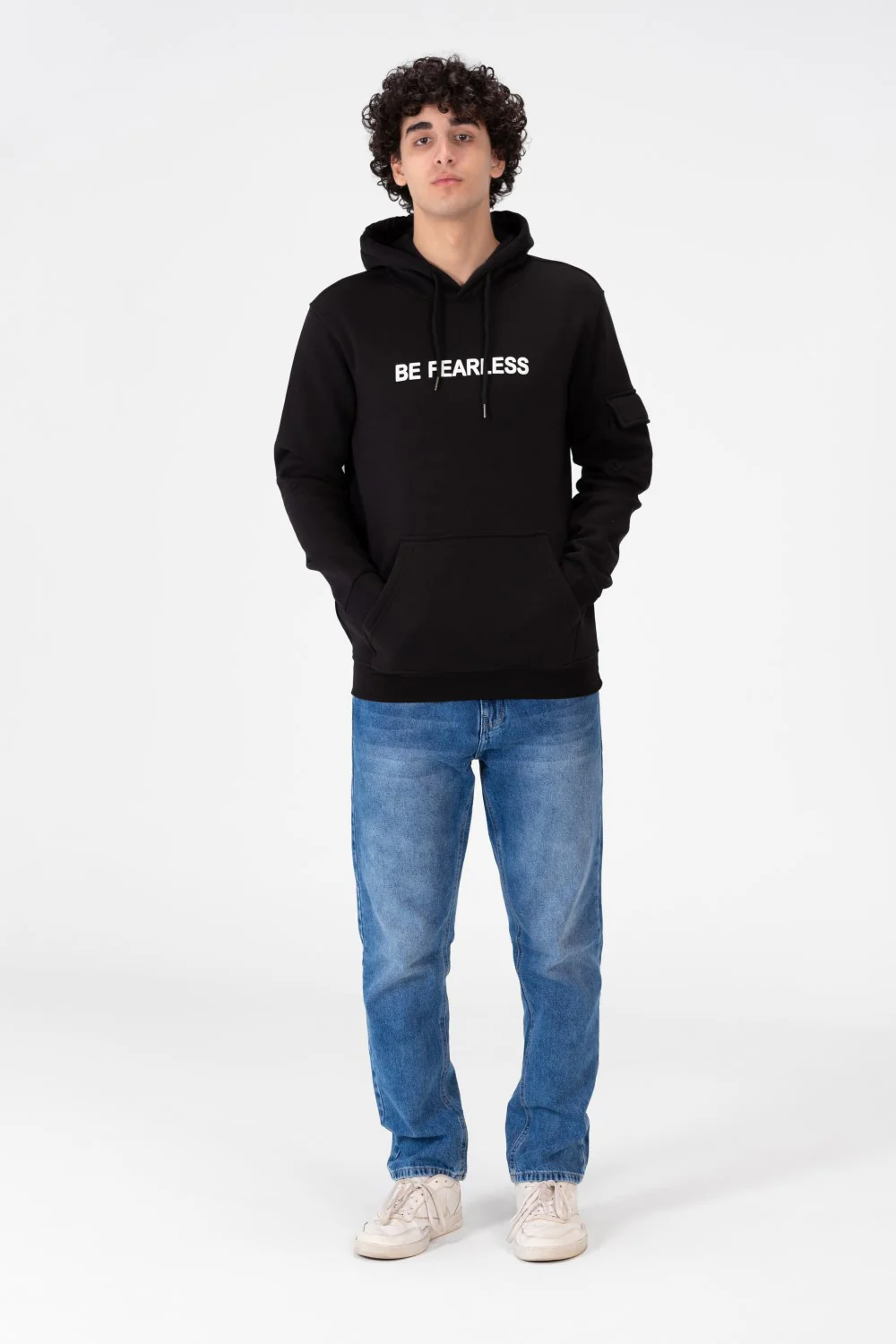 Men's Hoodie Sweatshirt Made Of Milton Material With A Text Print On The Front - Image 3