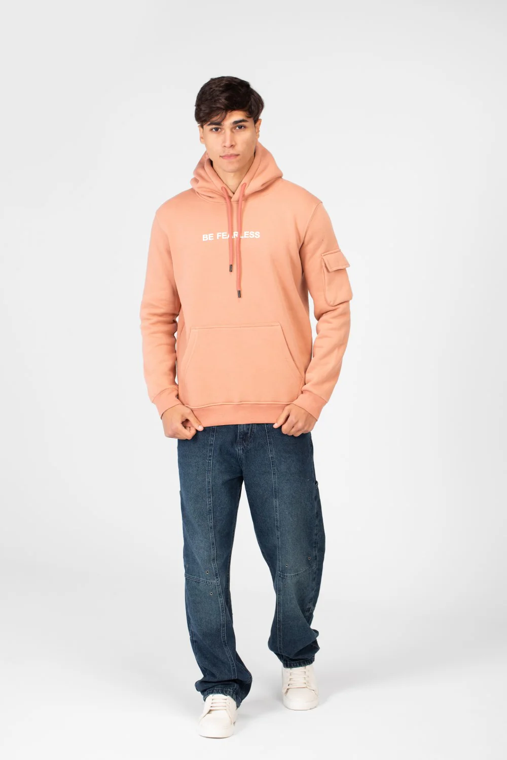 Men's Hoodie Sweatshirt Made Of Milton Material With A Text Print On The Front - Image 7