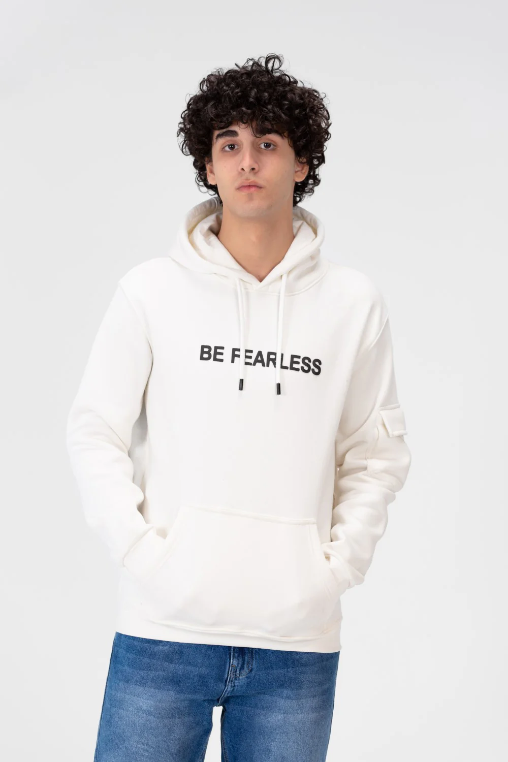 Men's Hoodie Sweatshirt Made Of Milton Material With A Text Print On The Front - Image 8