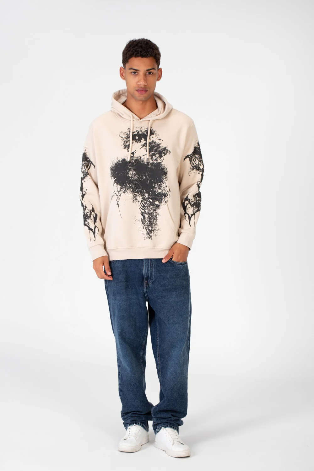 Men's Hoodie Sweatshirt Printed With A Comfortable Melton Material - Image 3