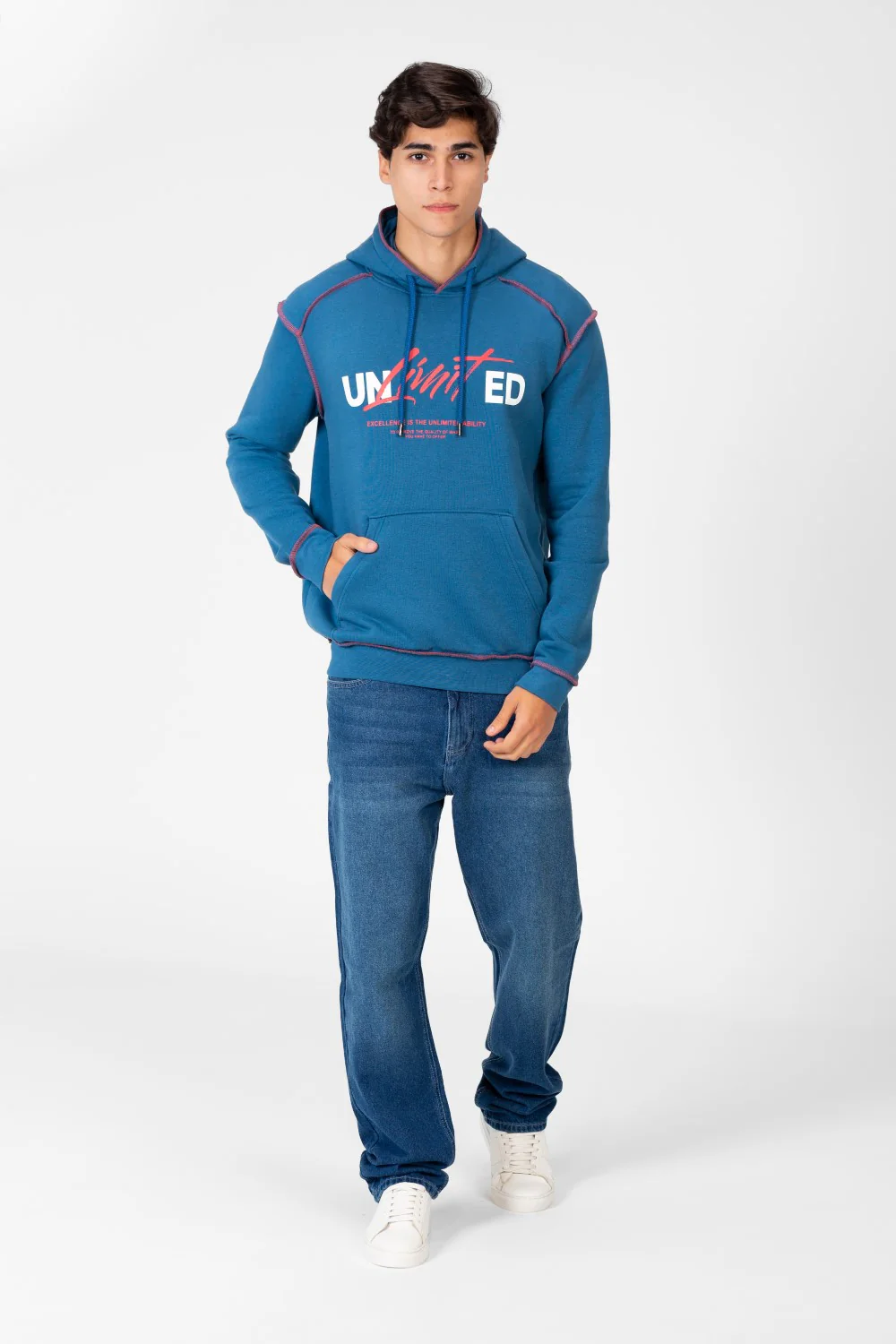 Men's Hoodie Sweatshirt With A Front Pocket And A Unique Cut - Image 8