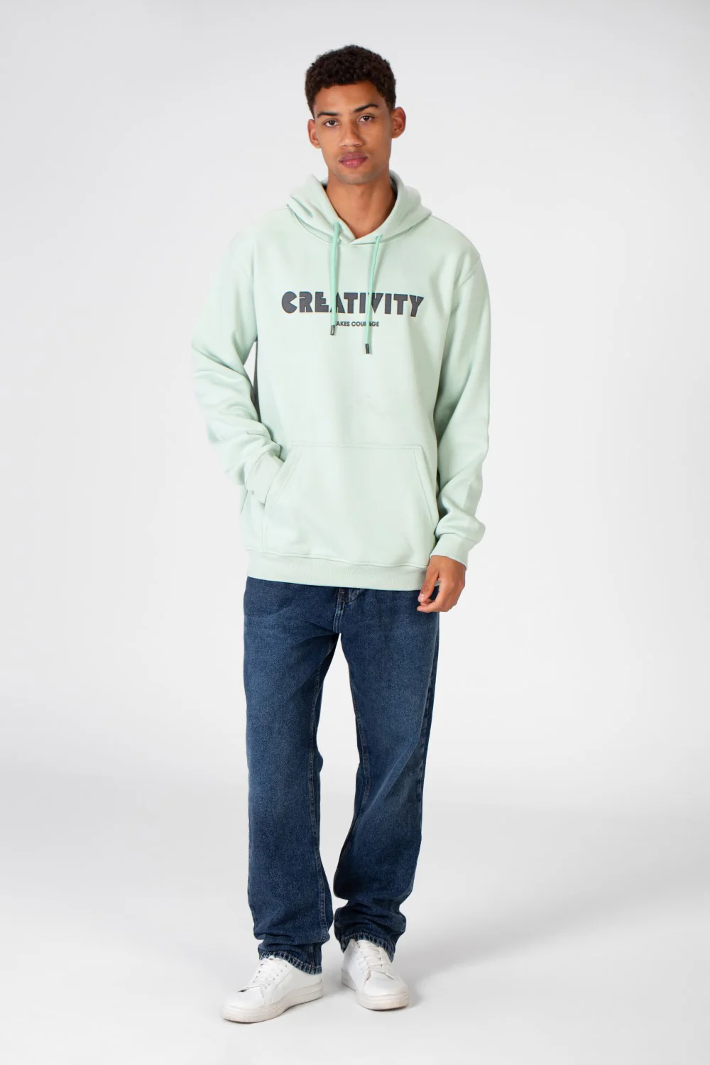 Men's Hoodie Sweatshirt With Front Print And Front Pocket - Image 3