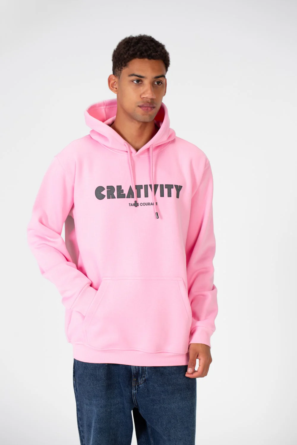 Men's Hoodie Sweatshirt With Front Print And Front Pocket - Image 4