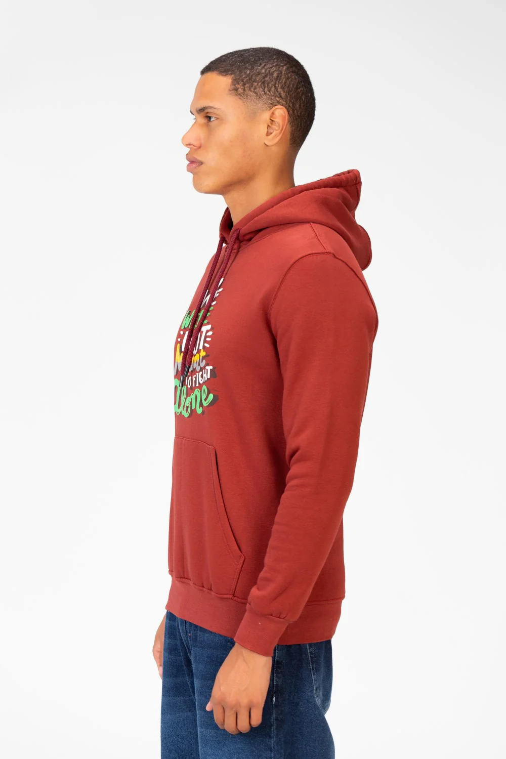 Men's Hoodie Sweatshirt With Front Print And Kangaroo Pocket - Image 11