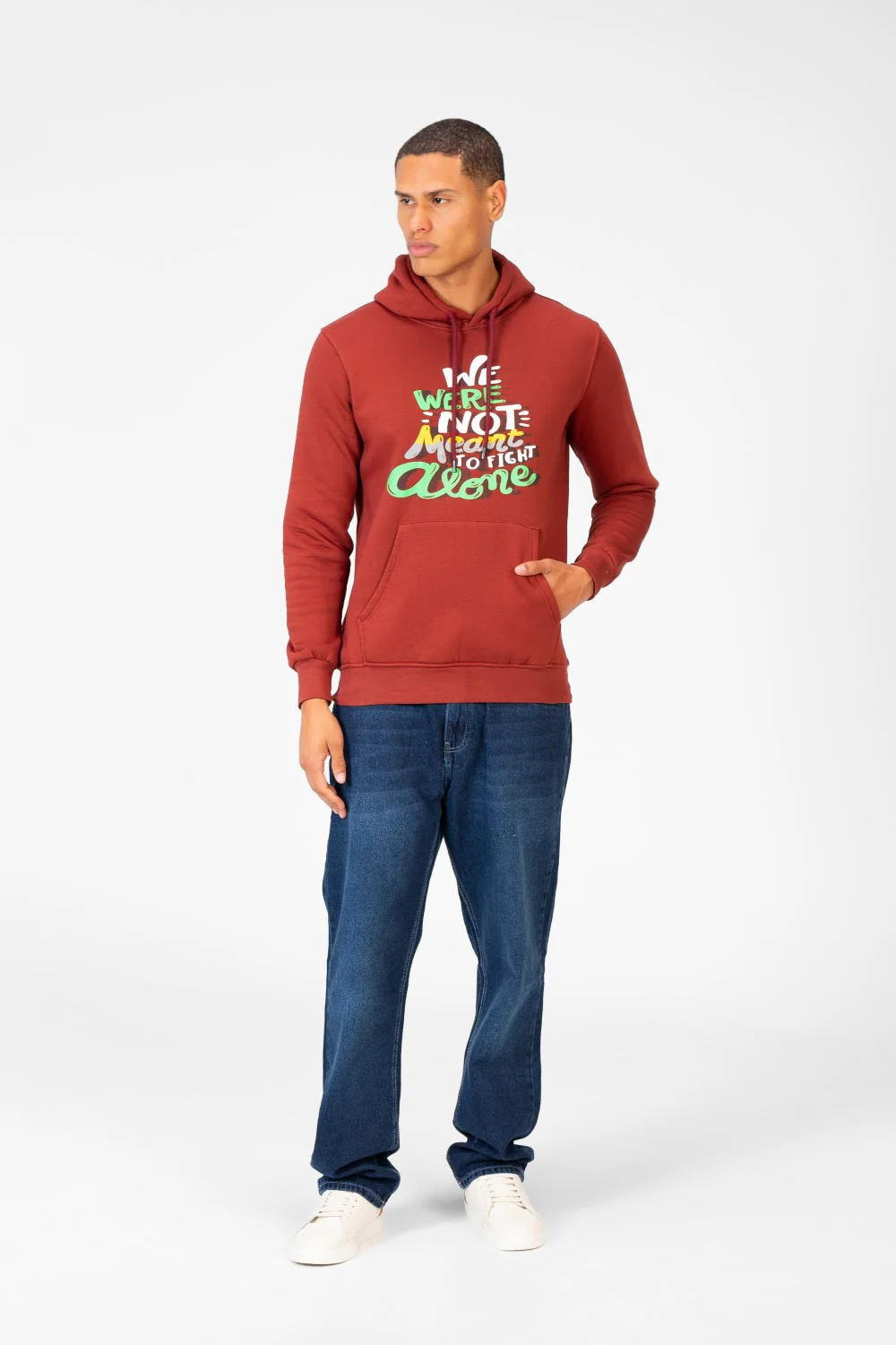 Men's Hoodie Sweatshirt With Front Print And Kangaroo Pocket - Image 12