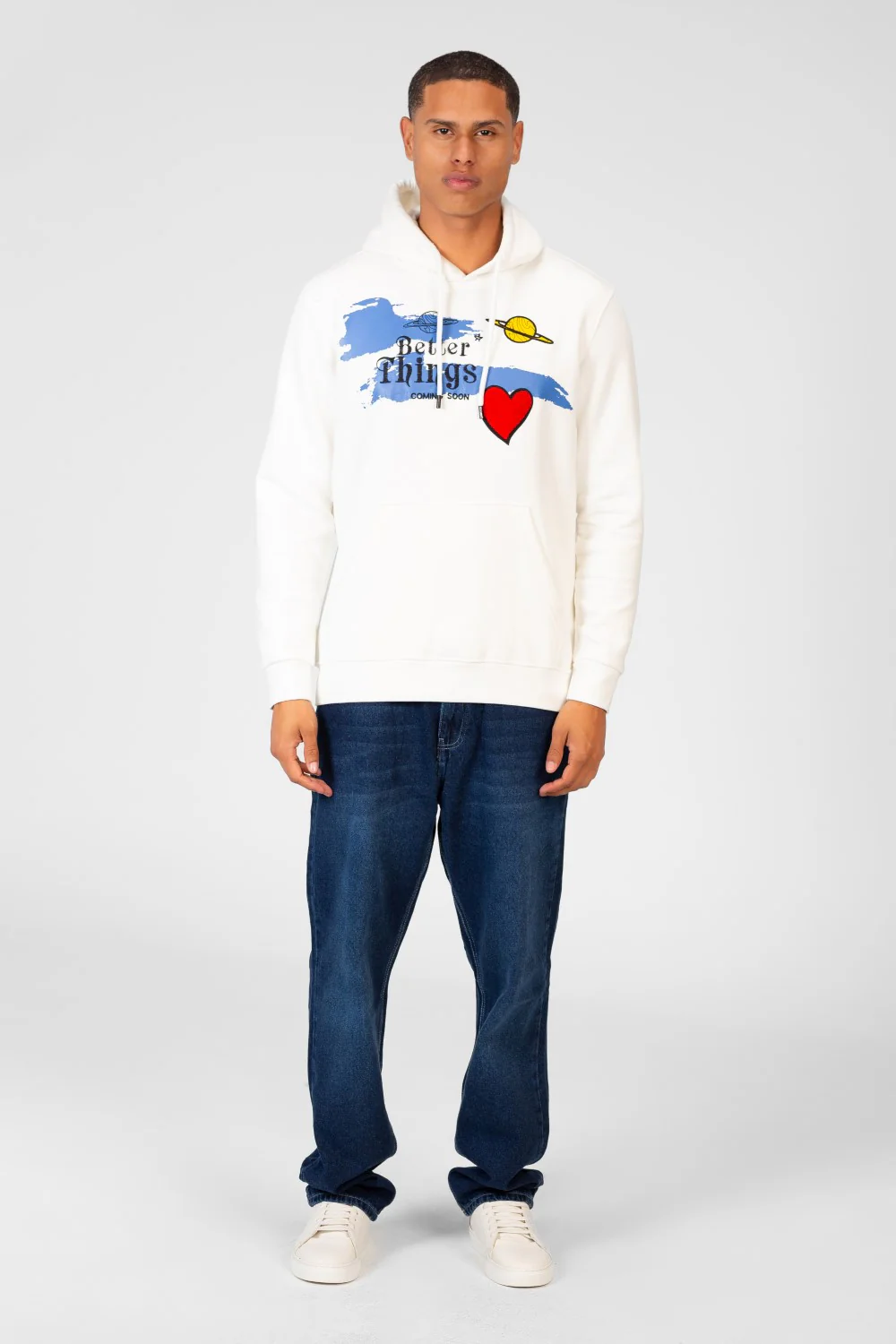 Men's Hoodie Sweatshirt With Front Print And Long Sleeves - Image 12