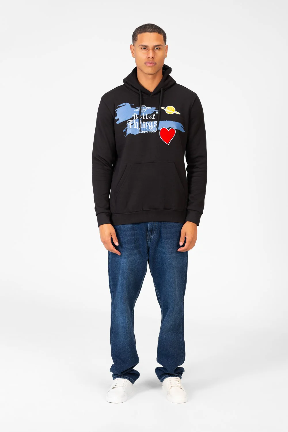 Men's Hoodie Sweatshirt With Front Print And Long Sleeves - Image 4