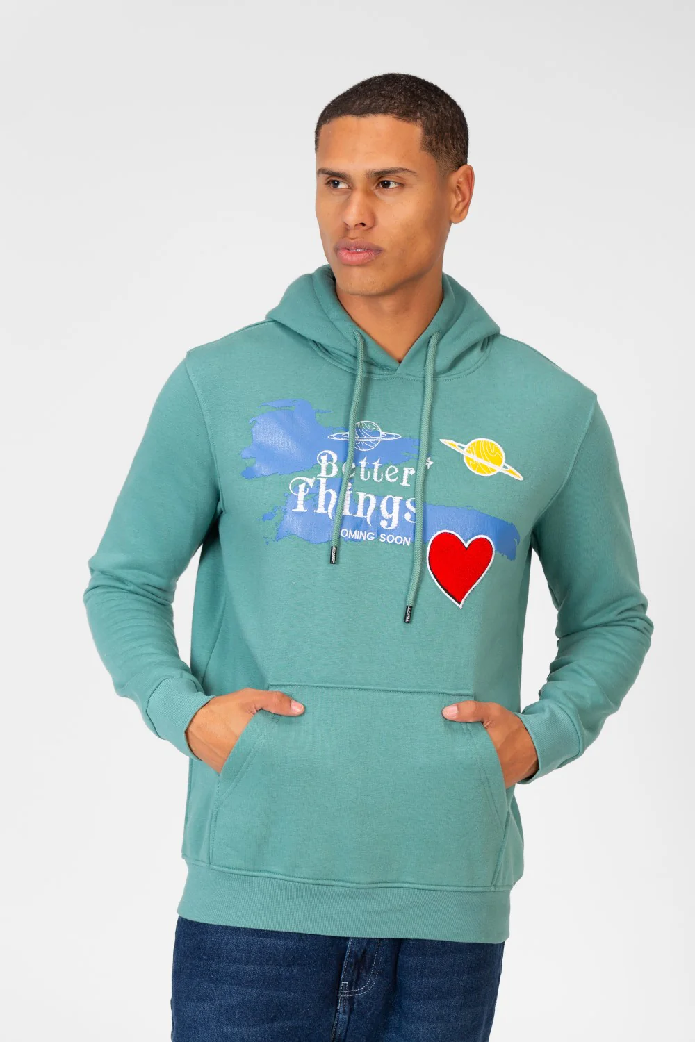 Men's Hoodie Sweatshirt With Front Print And Long Sleeves - Image 5