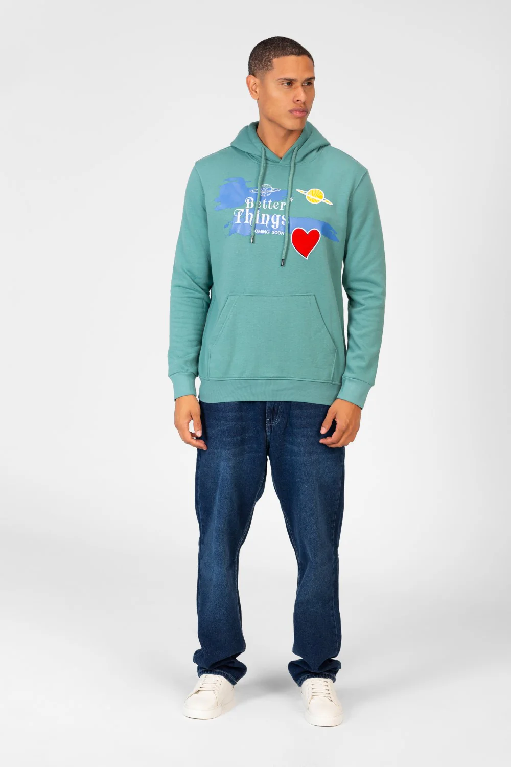 Men's Hoodie Sweatshirt With Front Print And Long Sleeves - Image 8