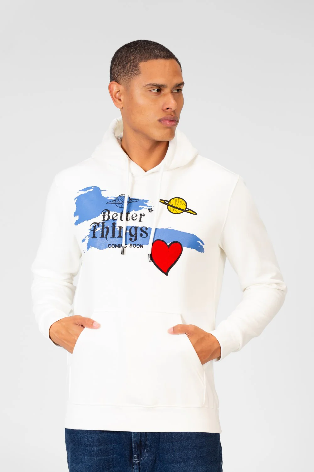 Men's Hoodie Sweatshirt With Front Print And Long Sleeves - Image 9