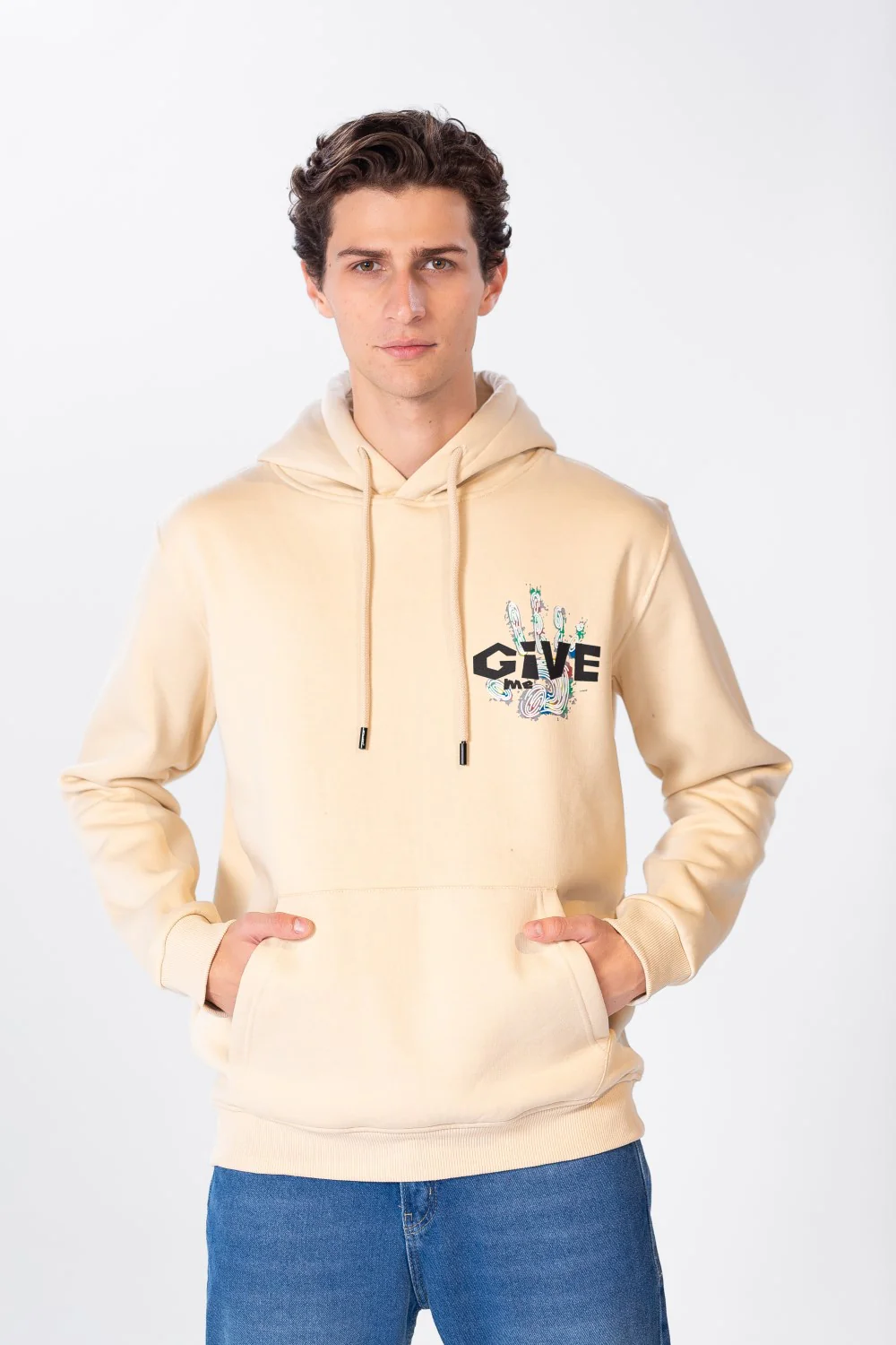 Men's Hoodie Sweatshirt With Print & Front Pocket