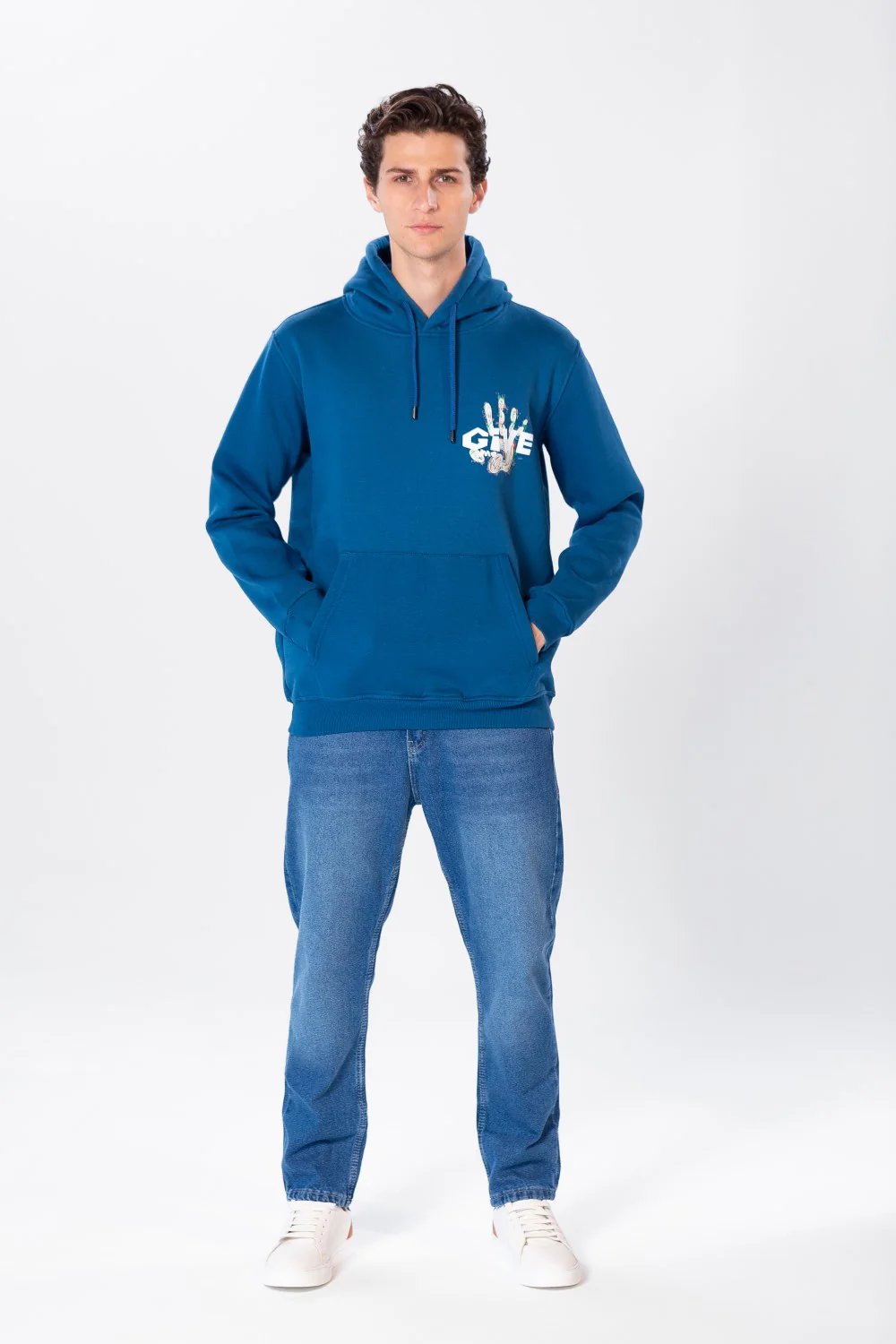 Men's Hoodie Sweatshirt With Print & Front Pocket - Image 6
