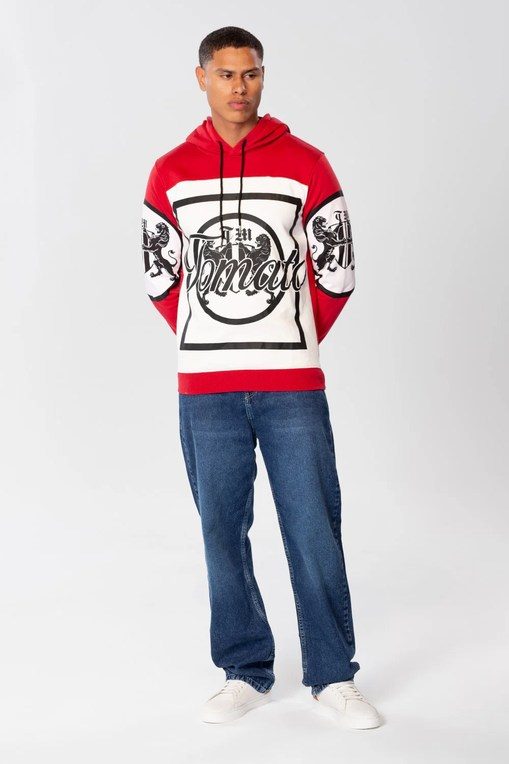 Men's Hoodie With Front And Shoulder Print And Long Sleeves - Image 12