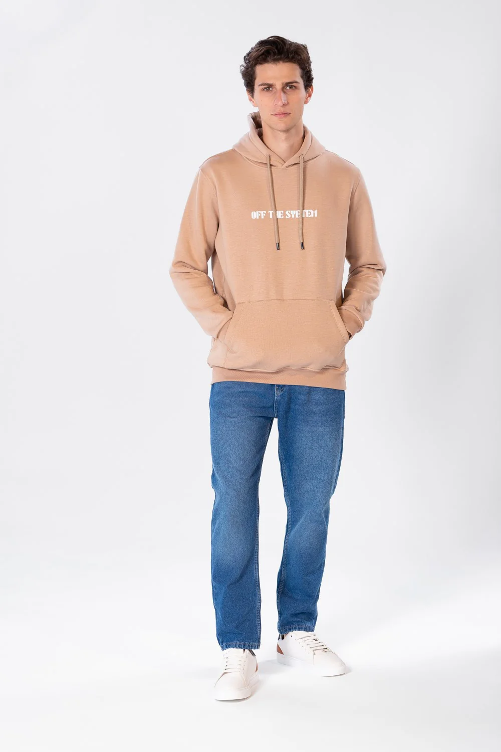 Men's Hoodie With Front Pocket And Text Print - Image 3