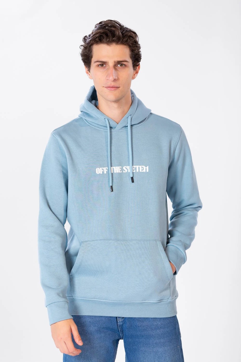 Men's Hoodie With Front Pocket And Text Print - Image 4