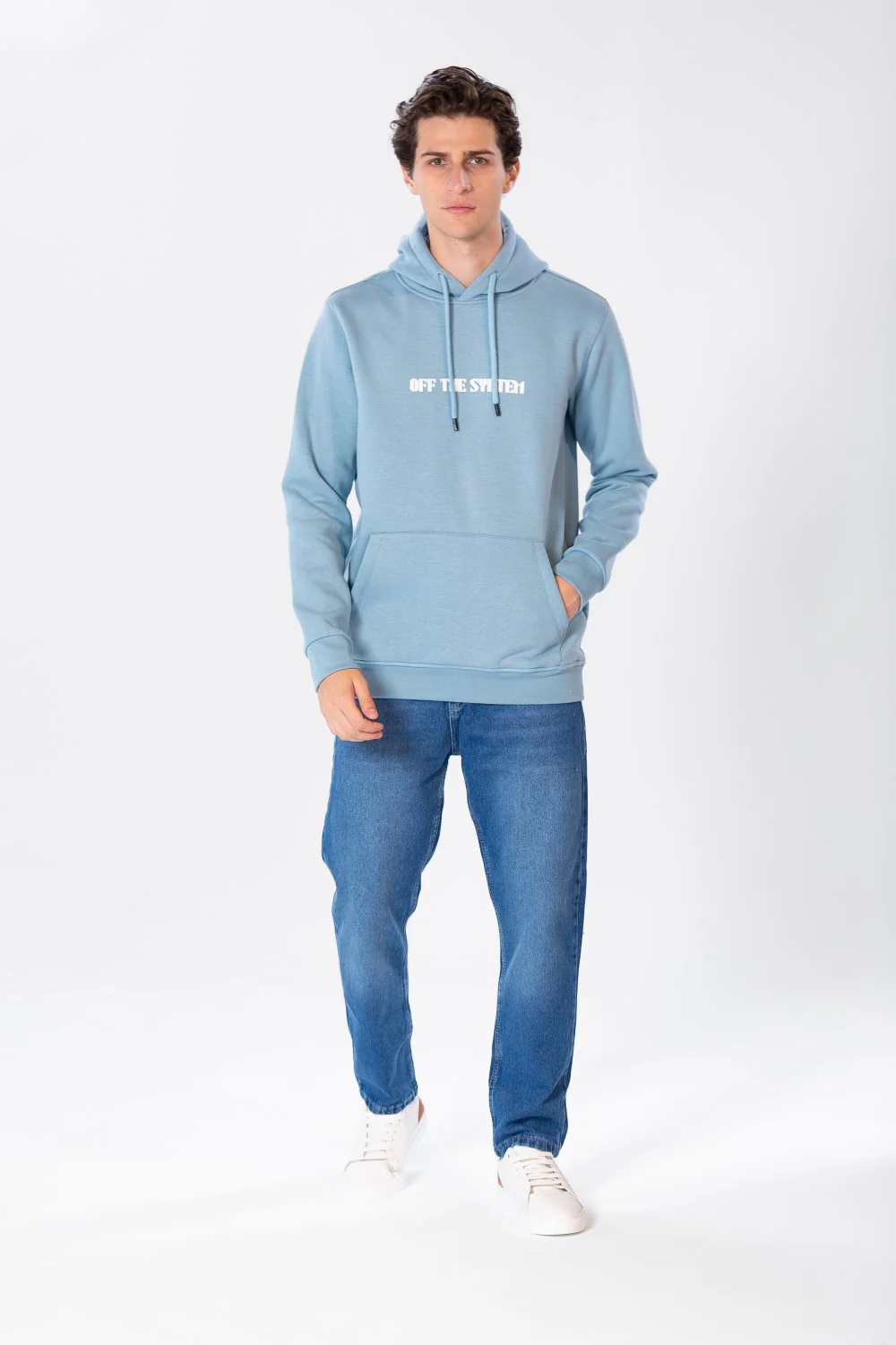Men's Hoodie With Front Pocket And Text Print - Image 6