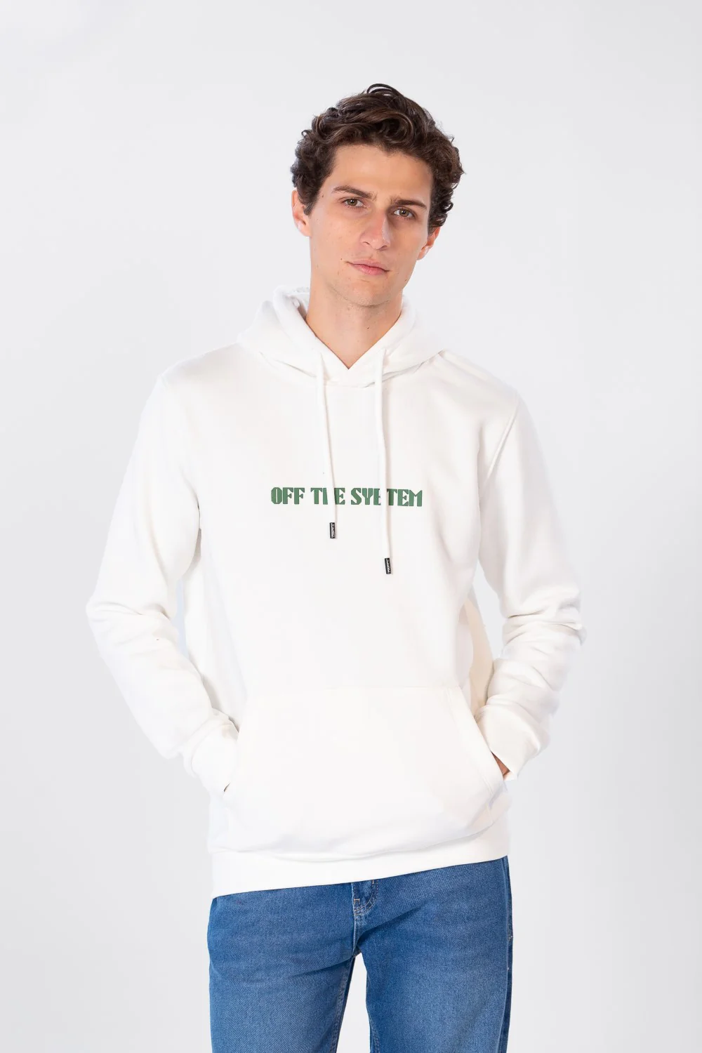 Men's Hoodie With Front Pocket And Text Print - Image 7