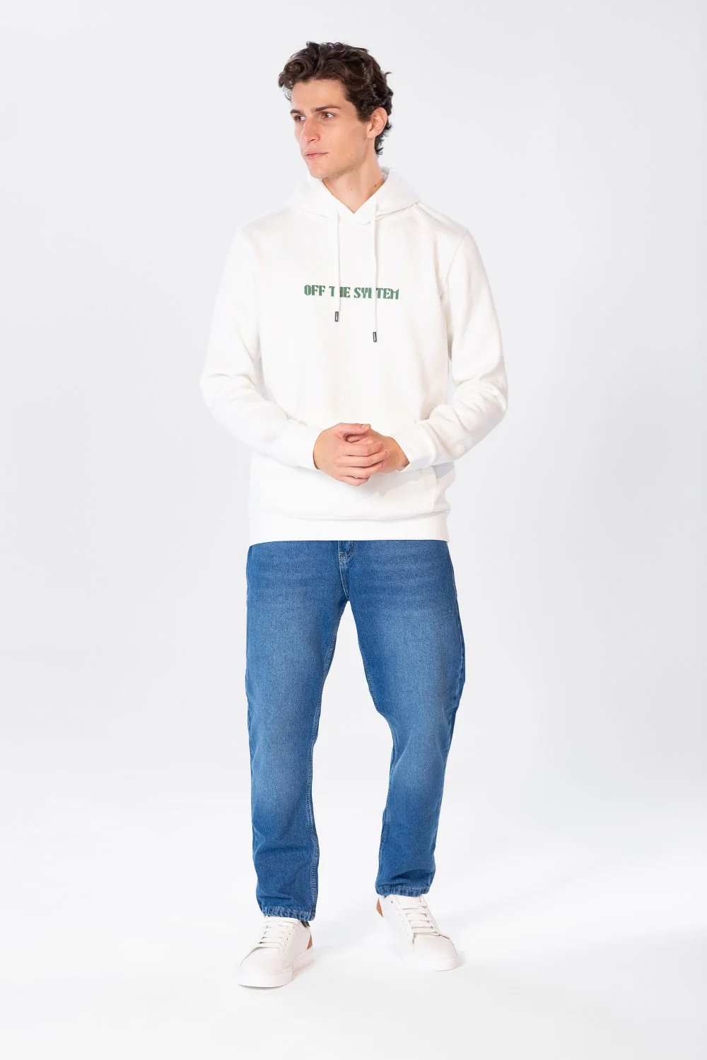 Men's Hoodie With Front Pocket And Text Print - Image 9