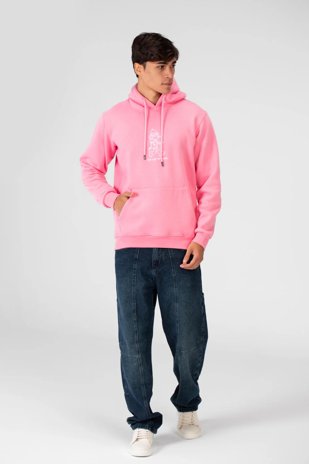 Men's Hoodie With Front Print And Kangaroo Pocket - Image 12