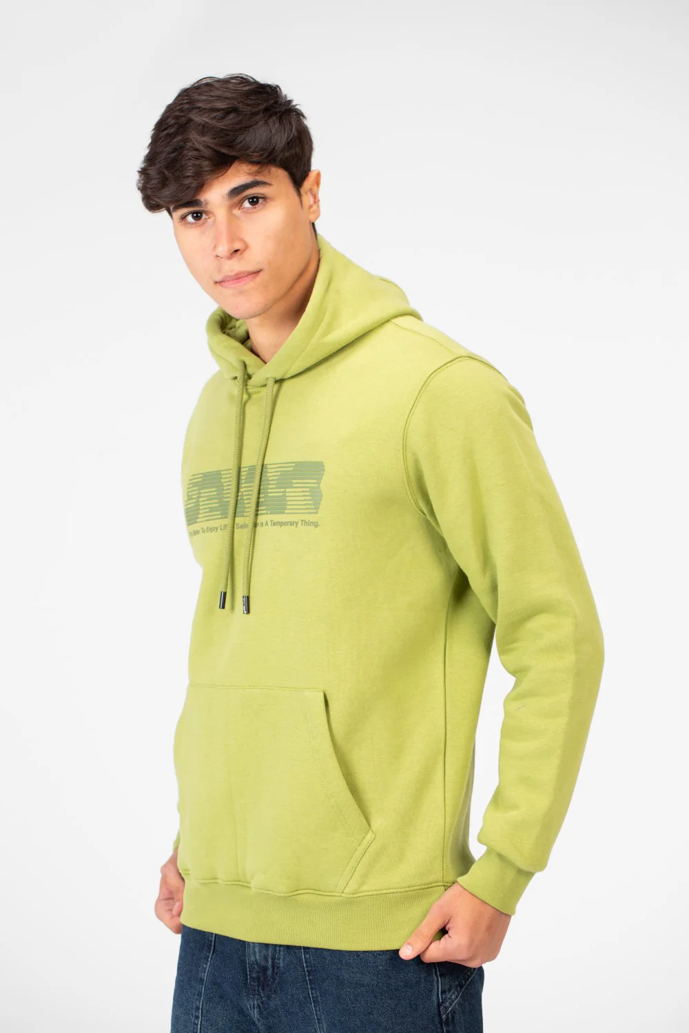 Men's Hoodie With Front Print And Long Sleeves - Image 3