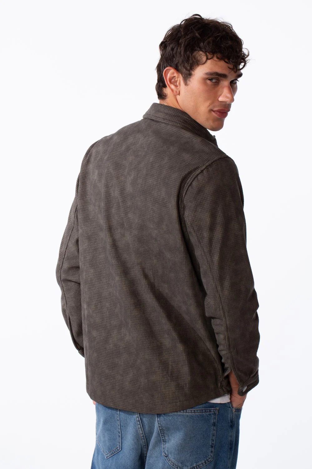 Men's Jacquard Regular Fit Front Pocket Winter Shirt - Image 10