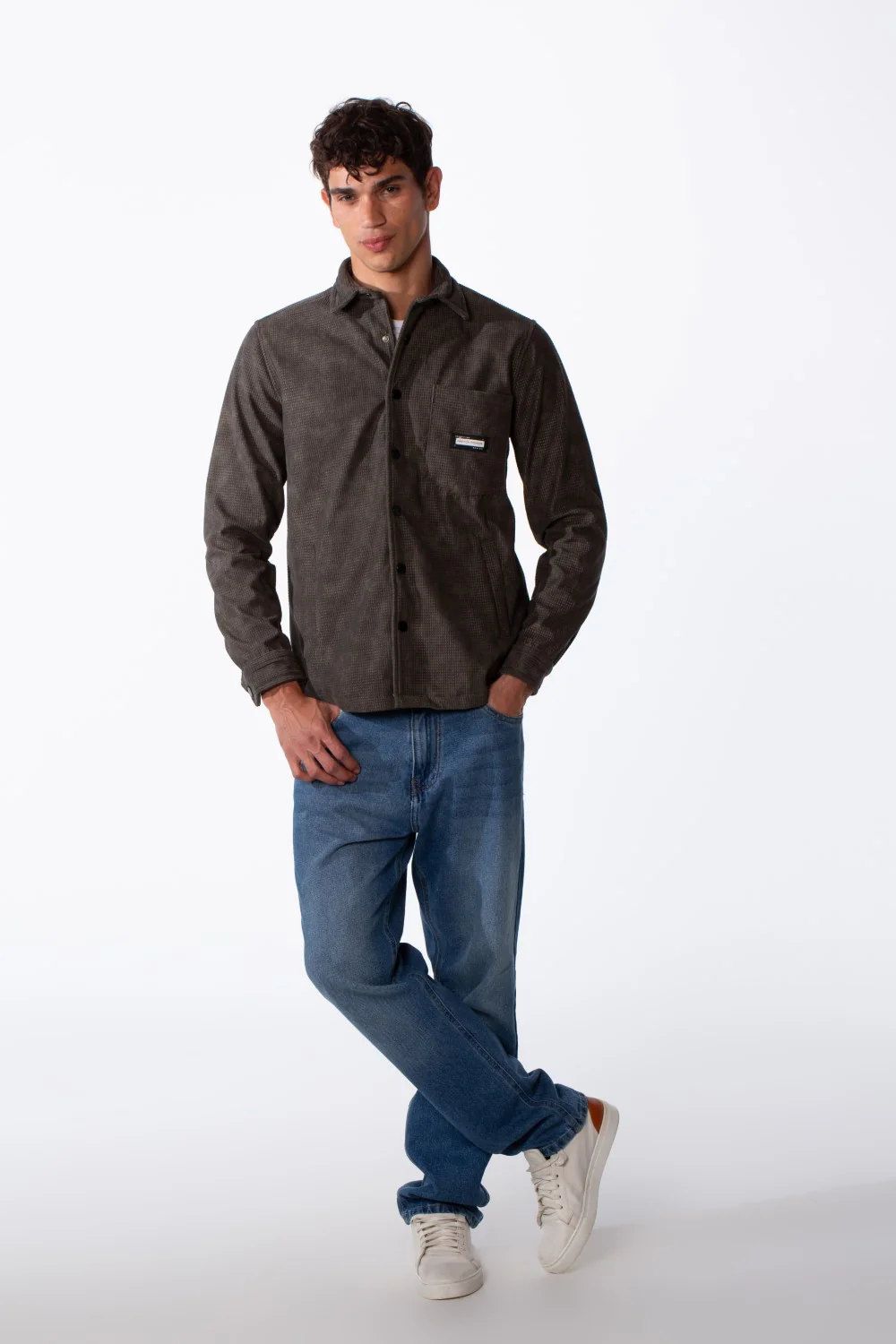 Men's Jacquard Regular Fit Front Pocket Winter Shirt - Image 11