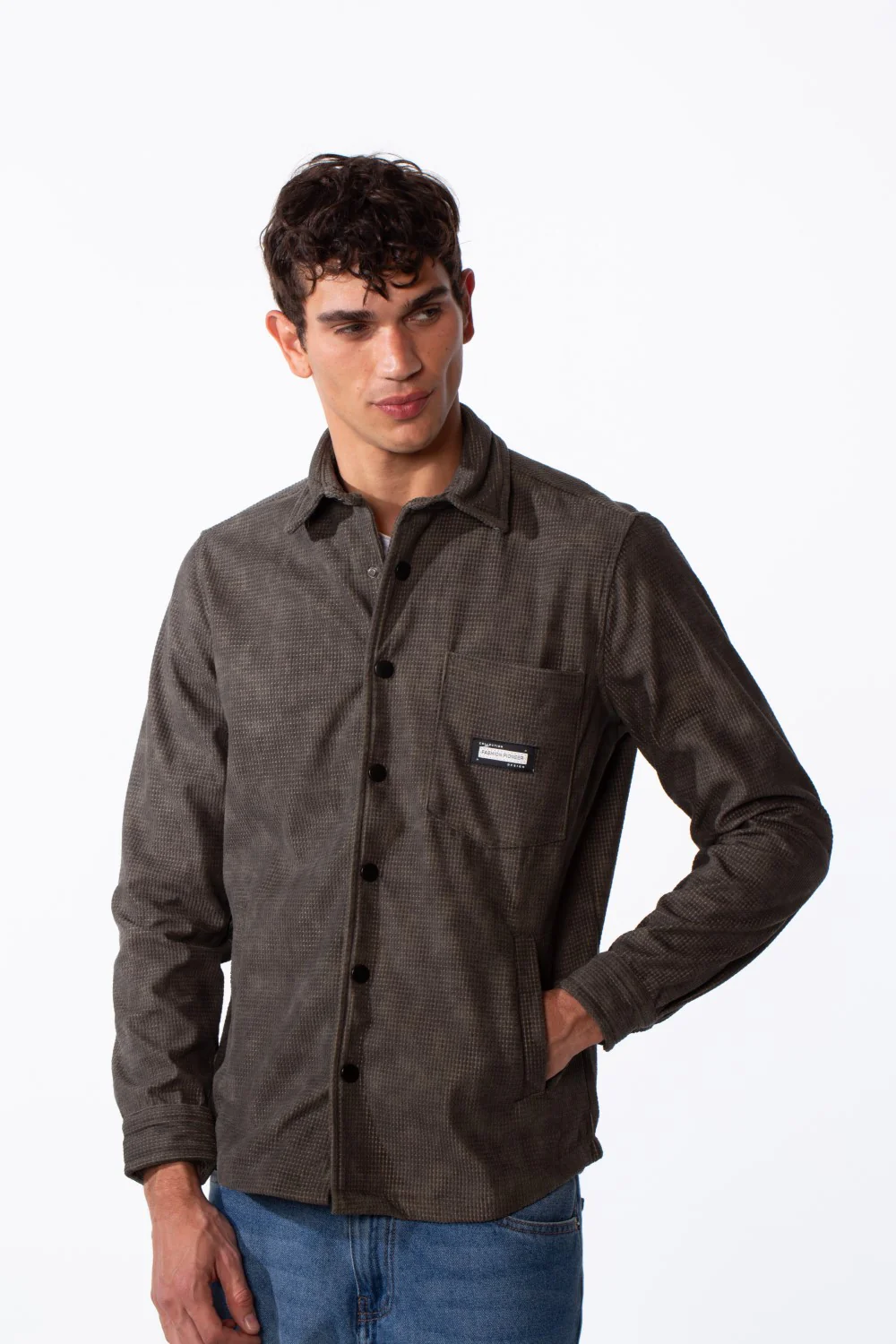 Men's Jacquard Regular Fit Front Pocket Winter Shirt - Image 9