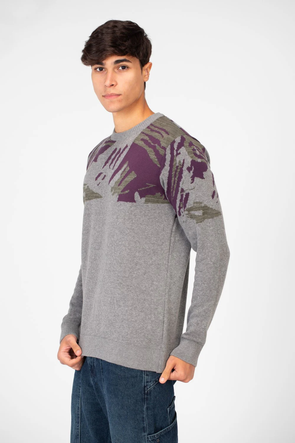 Men's Jakar Printed Crew Neck Pullover Sweater - Image 3