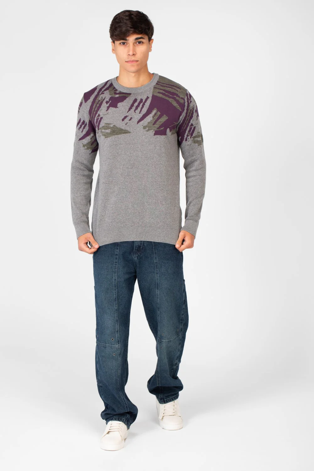 Men's Jakar Printed Crew Neck Pullover Sweater - Image 4
