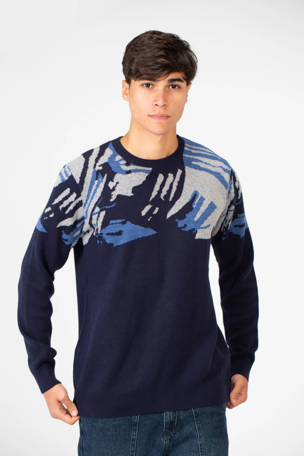 Men's Jakar Printed Crew Neck Pullover Sweater - Image 5