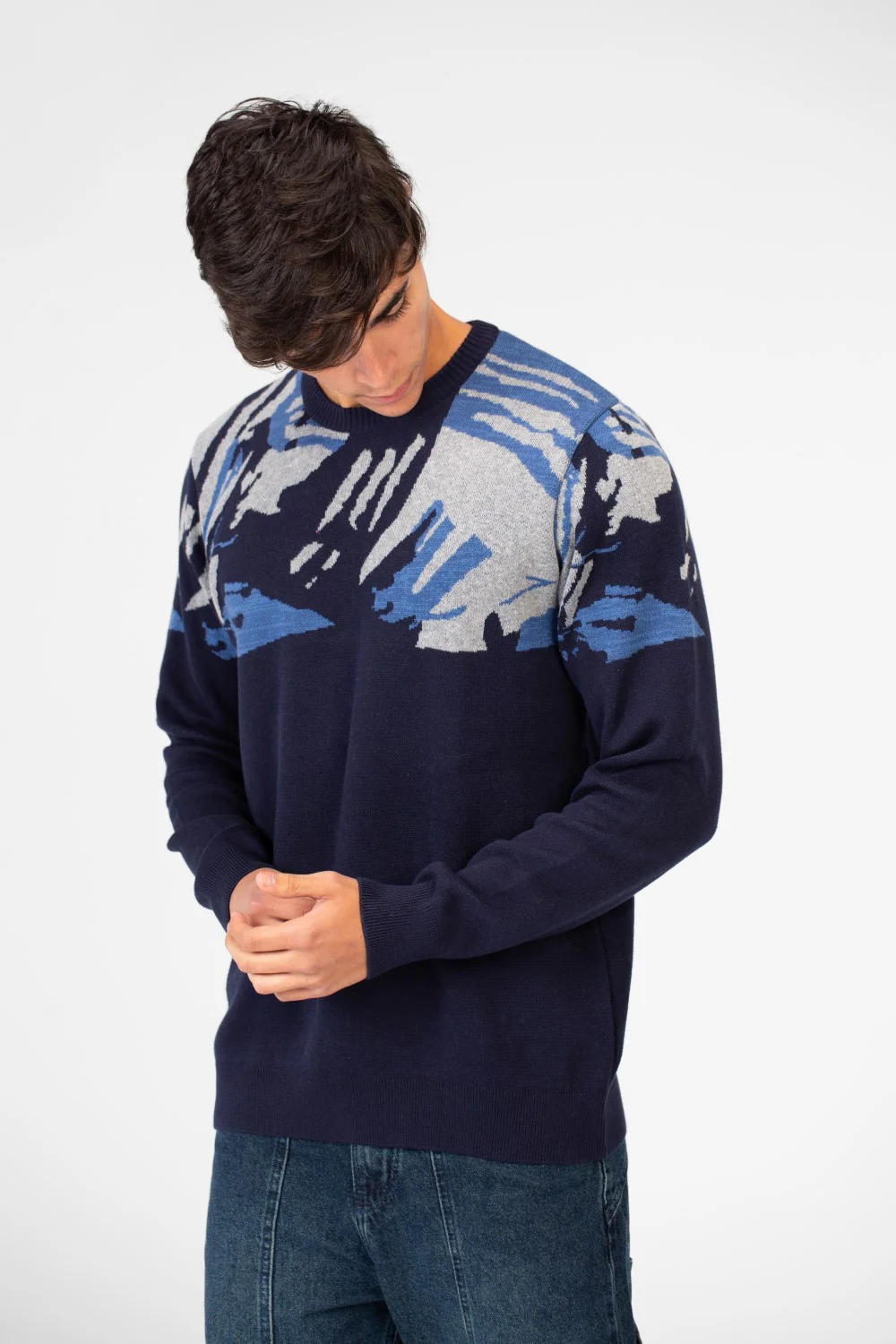 Men's Jakar Printed Crew Neck Pullover Sweater - Image 7