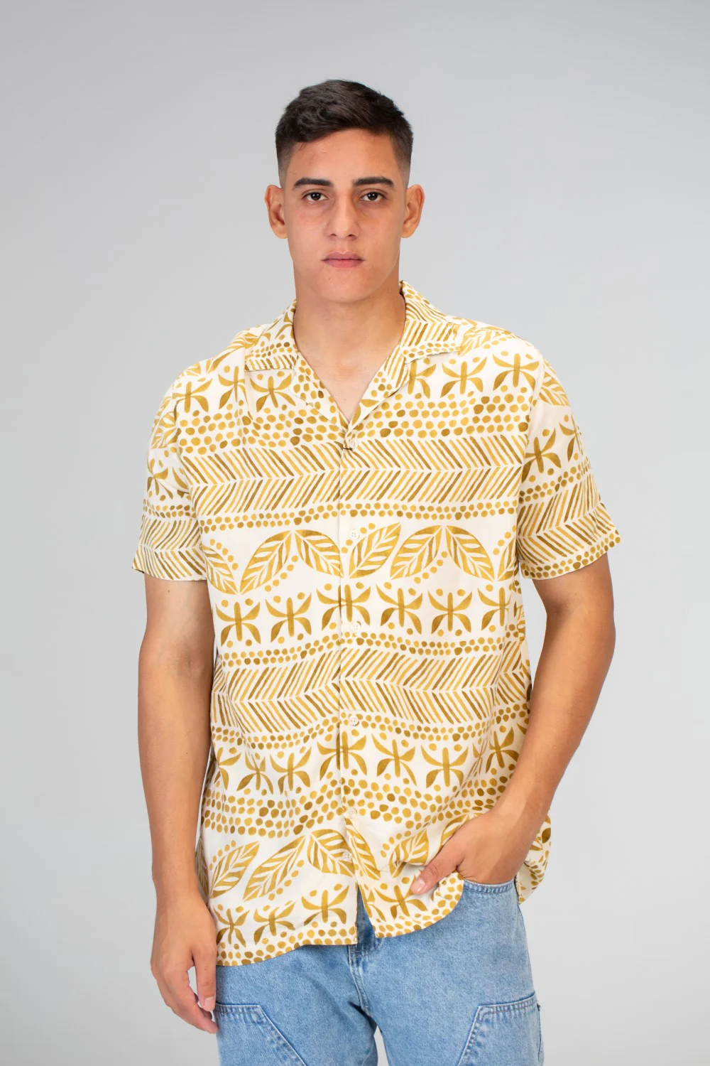 Mens Jakar Short Sleeved Slim Fit Shirt Made Of Viscose Cotton Material - Image 3