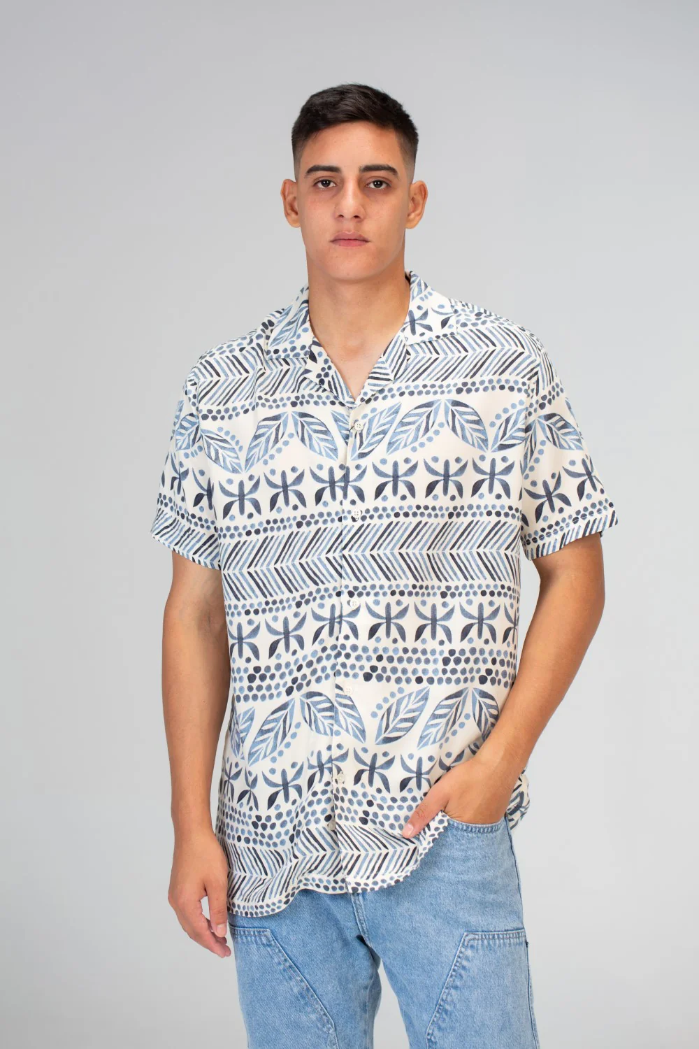 Mens Jakar Short Sleeved Slim Fit Shirt Made Of Viscose Cotton Material - Image 6