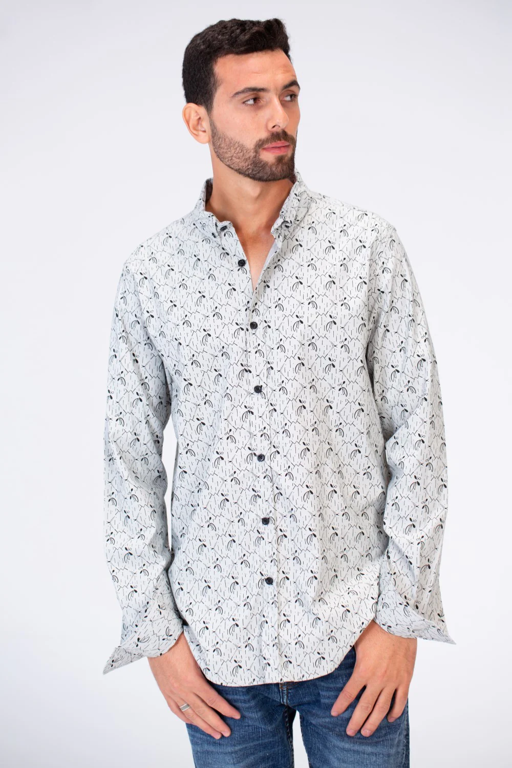 Mens Jakar Slim Fit Long Sleeve Printed Shirt