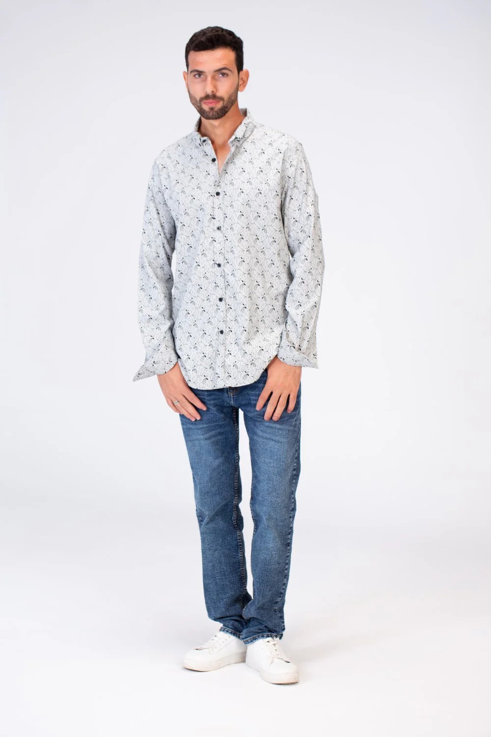 Mens Jakar Slim Fit Long Sleeve Printed Shirt - Image 3