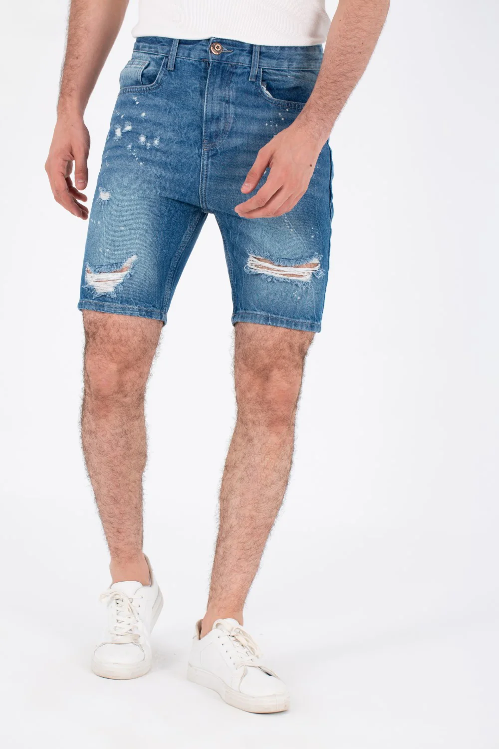 Mens Jeans Cutting Short With Five Pockets And Tomato Patch At The Back - Image 3
