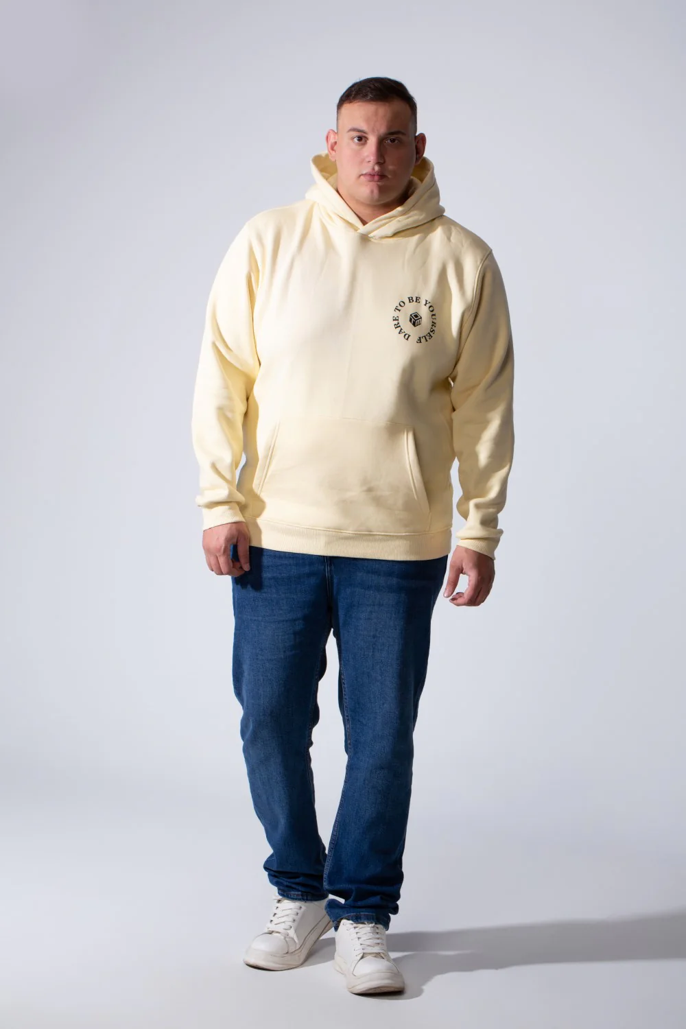 Men's Kangaroo Pocket Long Sleeve With Pack Text Print Practical Melton Fabric Hooded Big Size Sweatshirt - Image 3