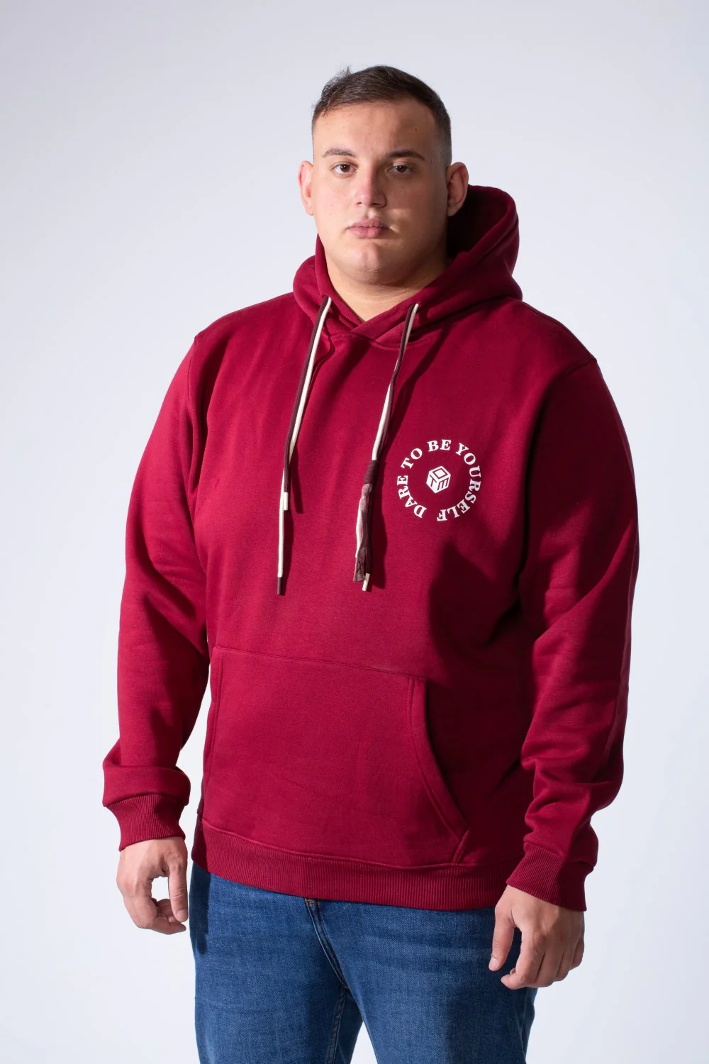 Men's Kangaroo Pocket Long Sleeve With Pack Text Print Practical Melton Fabric Hooded Big Size Sweatshirt - Image 5