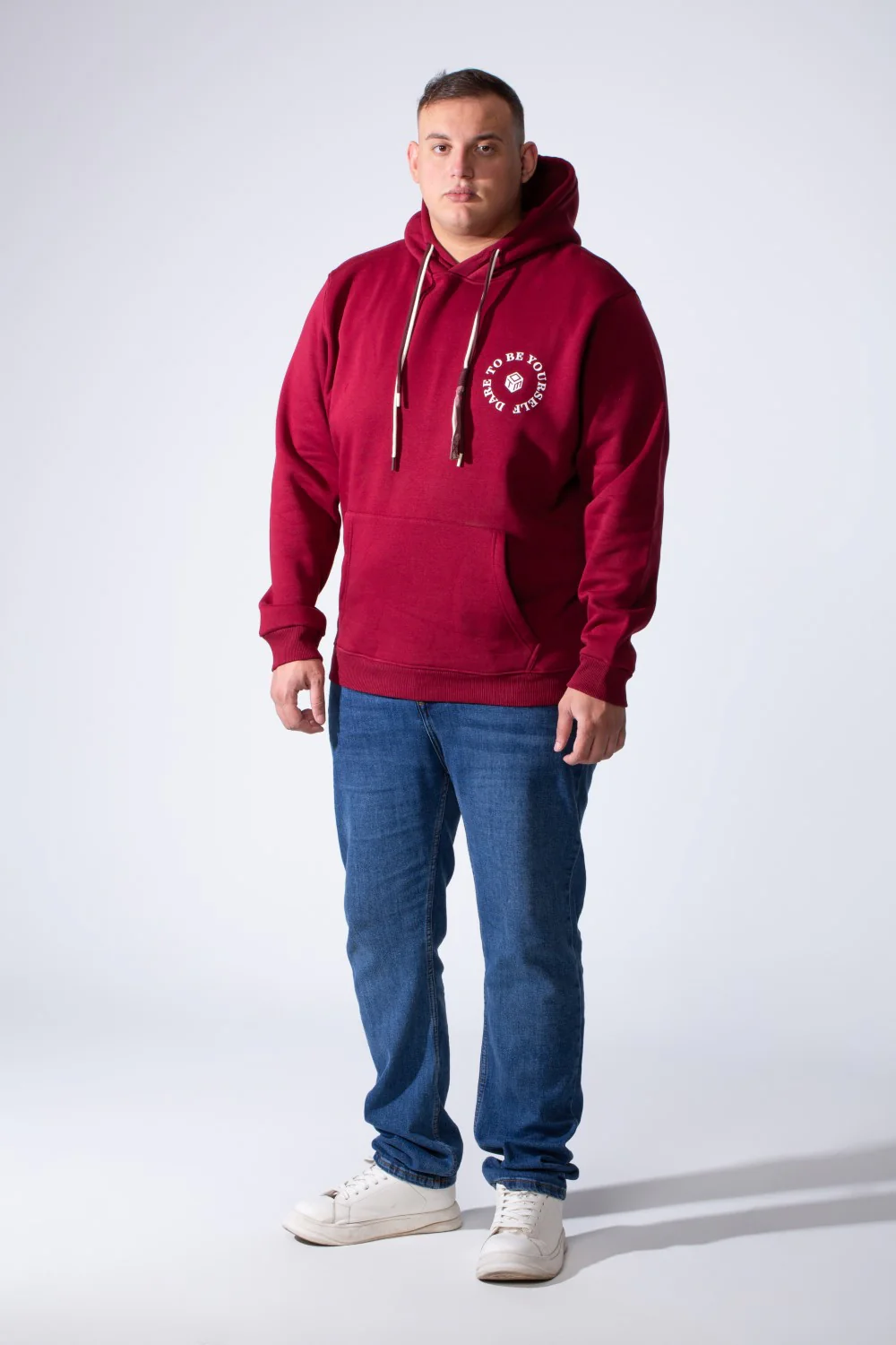 Men's Kangaroo Pocket Long Sleeve With Pack Text Print Practical Melton Fabric Hooded Big Size Sweatshirt - Image 7