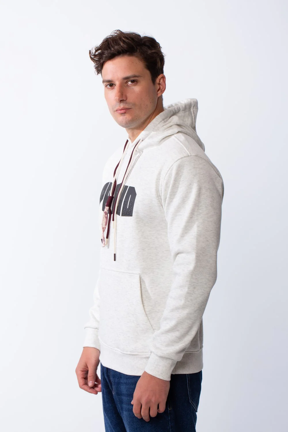 Men's Kangaroo Pockets Bold Text Chest Print Long Sleeves Slim Fit Hooded Daily Wear Comfy Sweatshirt - Image 8