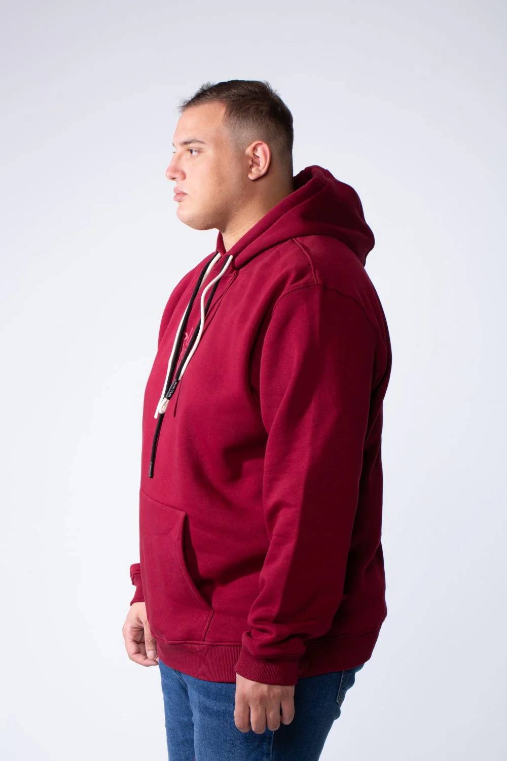 Men's Kangaroo Pockets Long Sleeve Small Front Text Print Basic Daily Wear Hooded Big Size Sweatshirt - Image 12