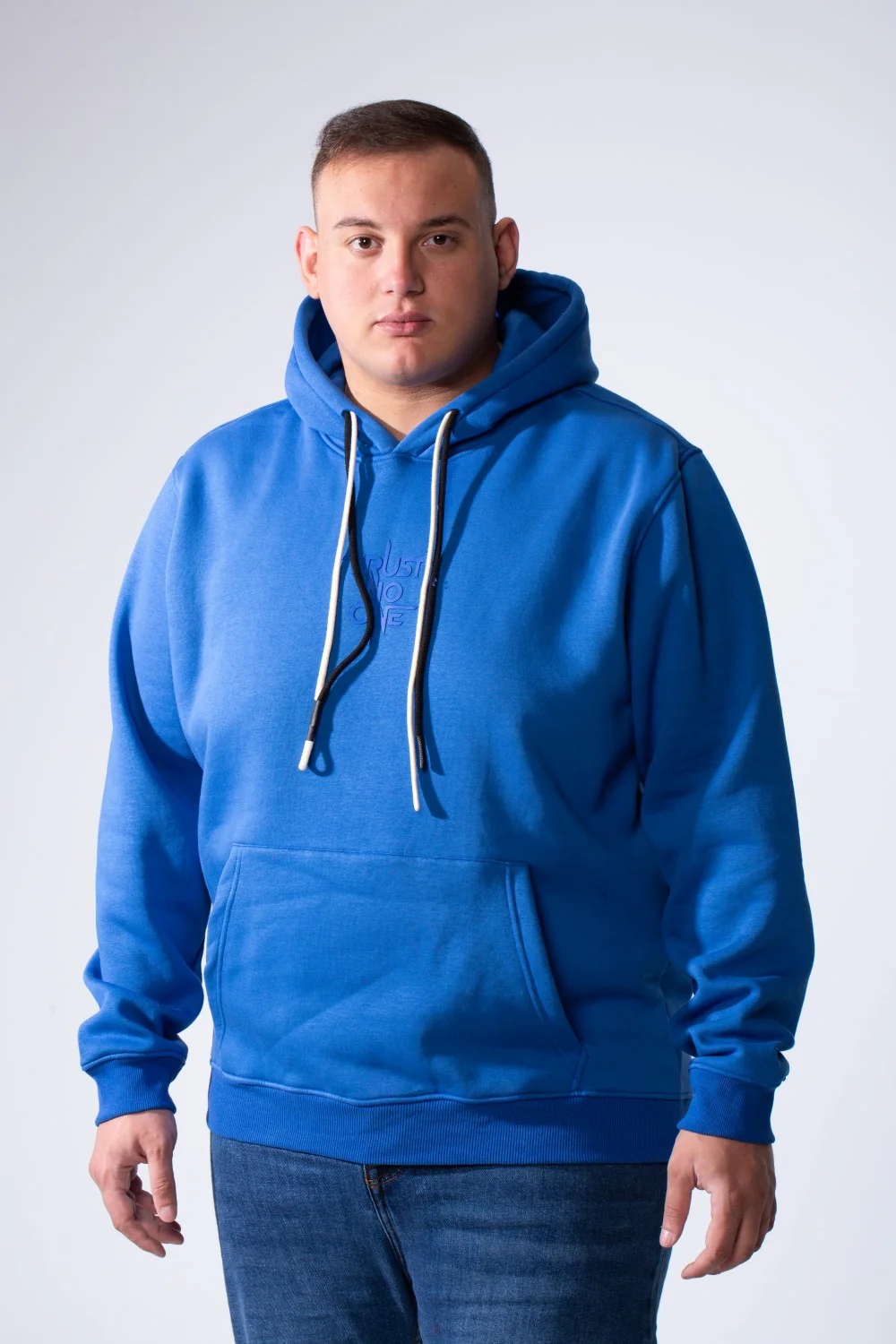 Men's Kangaroo Pockets Long Sleeve Small Front Text Print Basic Daily Wear Hooded Big Size Sweatshirt - Image 13
