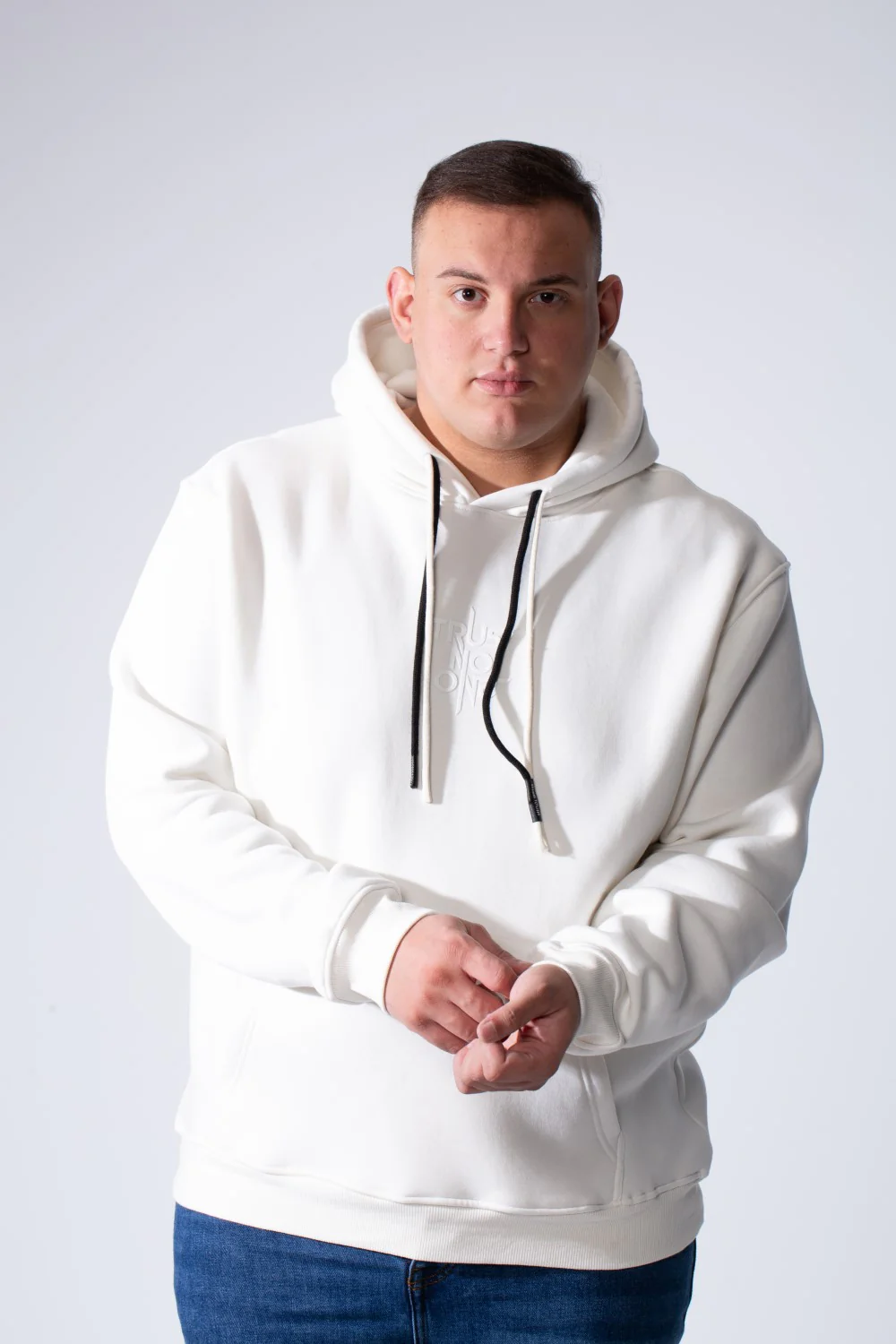 Men's Kangaroo Pockets Long Sleeve Small Front Text Print Basic Daily Wear Hooded Big Size Sweatshirt - Image 5