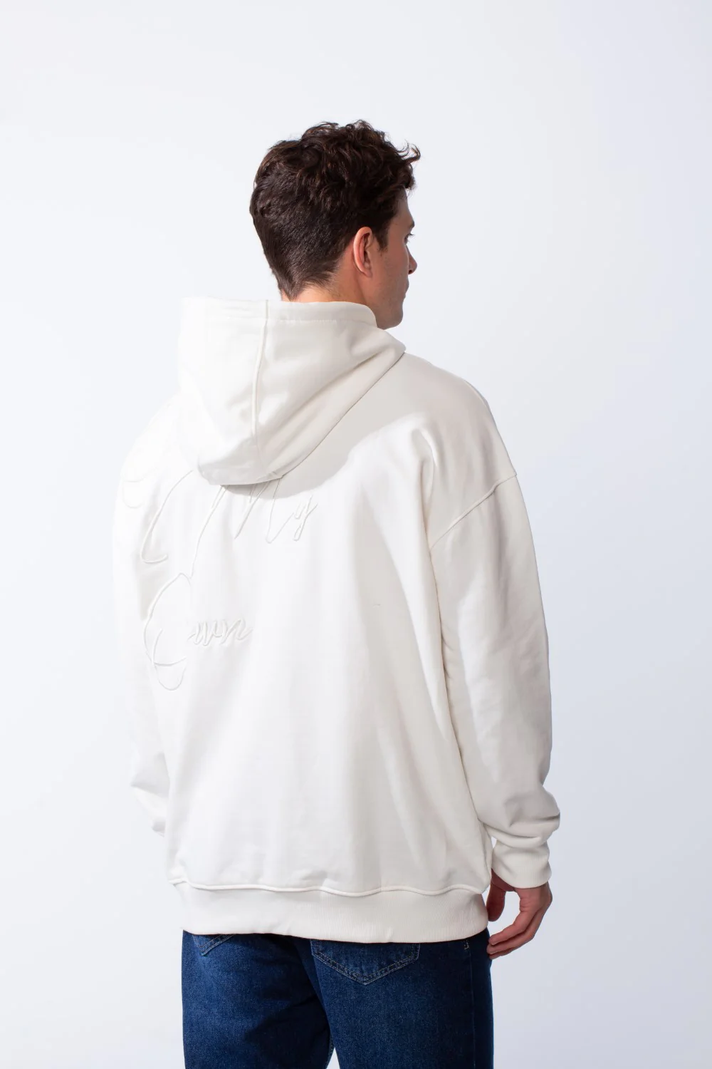 Men's Kangaroo Pockets Long Sleeves With Warp-Around Puff Text Print Comfy Regular Fit Hood Melton Sweatshirt - Image 14