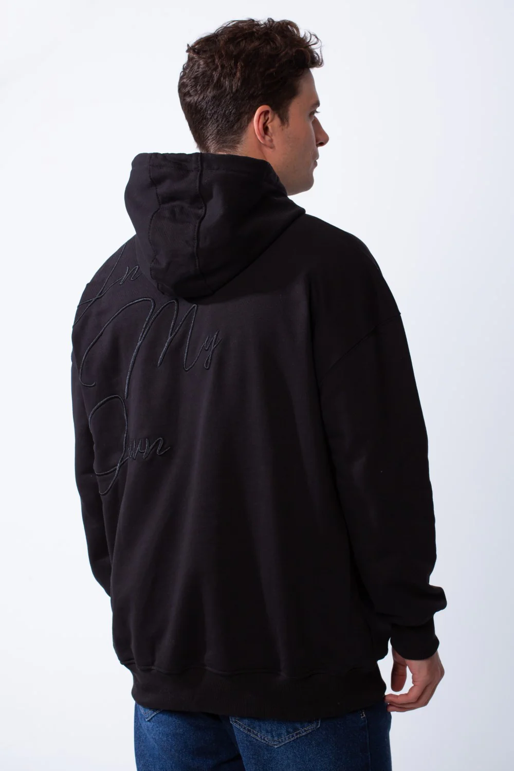 Men's Kangaroo Pockets Long Sleeves With Warp-Around Puff Text Print Comfy Regular Fit Hood Melton Sweatshirt - Image 6